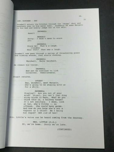 Jonathan Lipnicki Signed Stuart Little 2 Full Movie Script George Little Bas