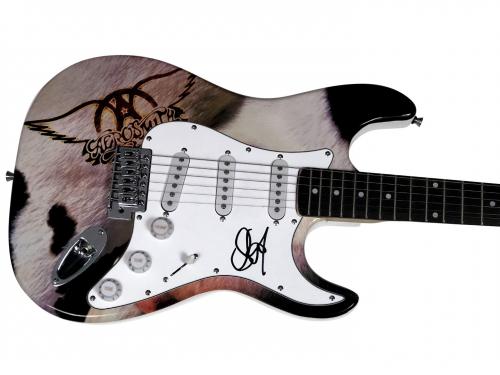 Aerosmith Steven Tyler Signed Custom Graphics Fur Guitar AFTAL UACC RD COA