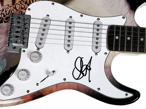 Aerosmith Steven Tyler Signed Custom Graphics Fur Guitar AFTAL UACC RD COA