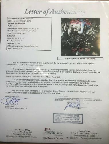 Motley Crue "Autographed" (JSA) Deluxe Framed "Girls/Girls/Girls" Album (Scarce)