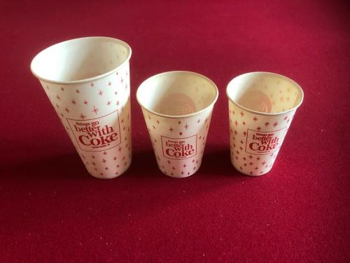 1960's, Coca-Cola, (Snowflake Logo),"Un-Used" Paper Cups - 3 (Scarce / Vintage)