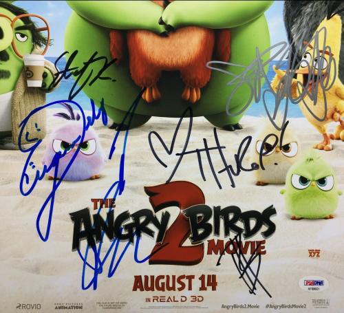 Josh Gad Sterling Brown Rachel Bloom Beck +4 Signed 'Angry Birds 11x17 Photo PSA