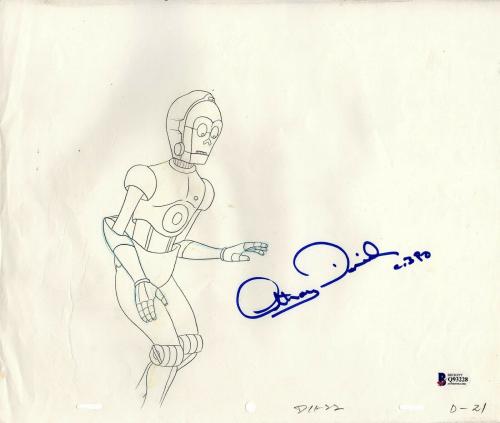 ANTHONY DANIELS Signed Star Wars "DROIDS" Cartoon Animation Drawing BAS #Q93228