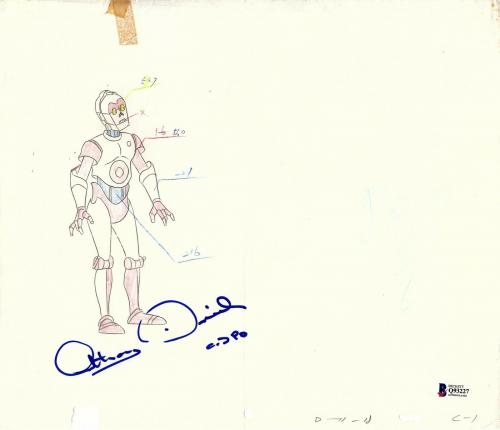 ANTHONY DANIELS Signed Star Wars "DROIDS" Cartoon Animation Drawing BAS #Q93227