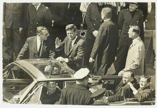 1963 John F. Kennedy w/ Mayor Daley, Senator Douglas in Chicago, Sun Times Photo