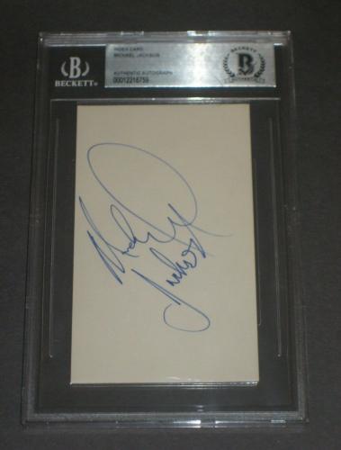 MICHAEL JACKSON Signed Index Card - Beckett Authenticated - EARLY SIGNATURE