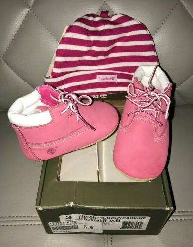 pink timberland crib boots