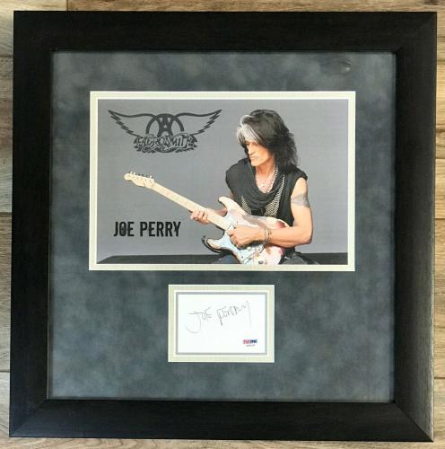 JOE PERRY (Guitarist-AEROSMITH) signed custom framed display-PSA Y59162