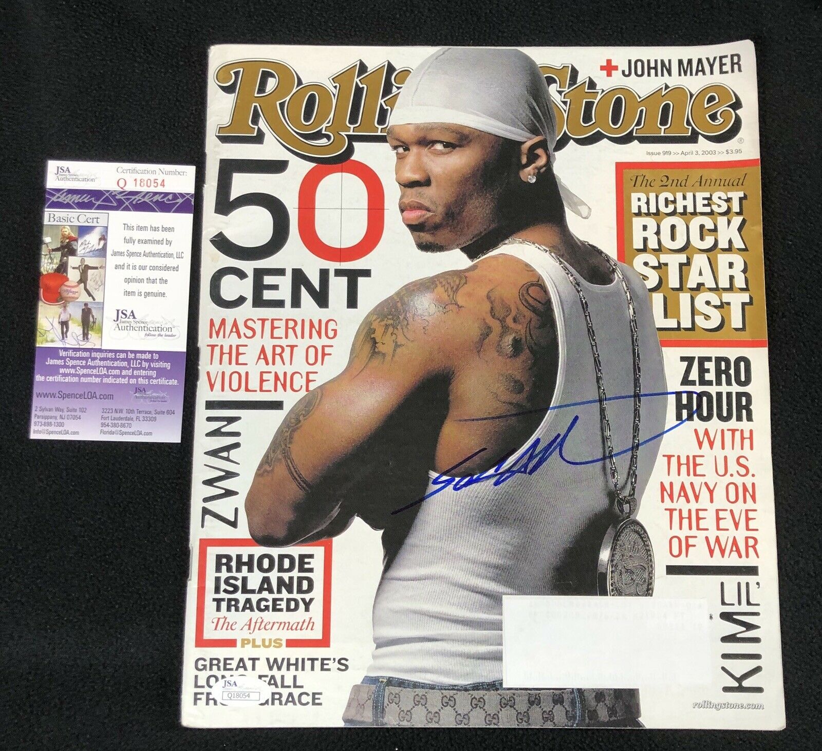 50 Cent Signed Rolling Stone Magazine Jsa Coa Eminem Shady G Unit