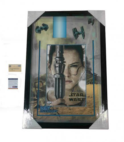 Daisy Ridley Signed Star Wars Rey 20x30 Light Up Framed Poster PSA & Steiner COA