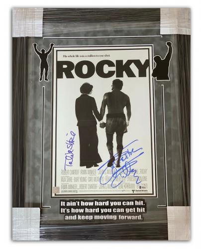 TALIA SHIRE SYLVESTER STALLONE SIGNED AUTO ROCKY FRAMED 12x18 POSTER BECKETT