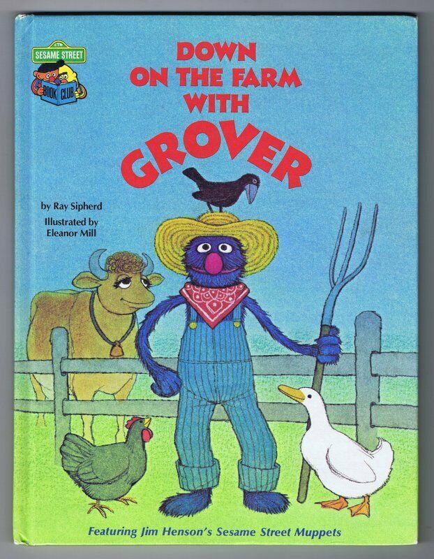 ORIGINAL Vintage 1980 Sesame Street Down on Farm With Grover Hardcover Book