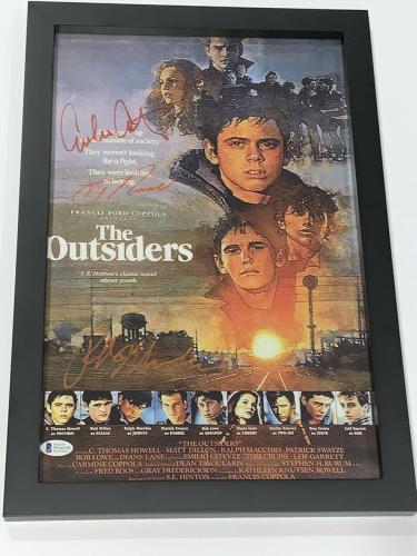 The Outsiders Signed Framed 11x17 Poster Howell Estevez Ralph Macchio Bas Coa 1