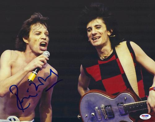 The Rolling Stones Ronnie Wood Signed 11x14 w/ Mick Jagger Photograph PSA DNA