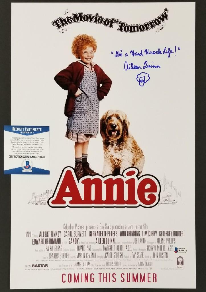 Aileen Quinn Signed Annie Hard Knock Life 11x17 Photo Auto Beckett Bas Coa