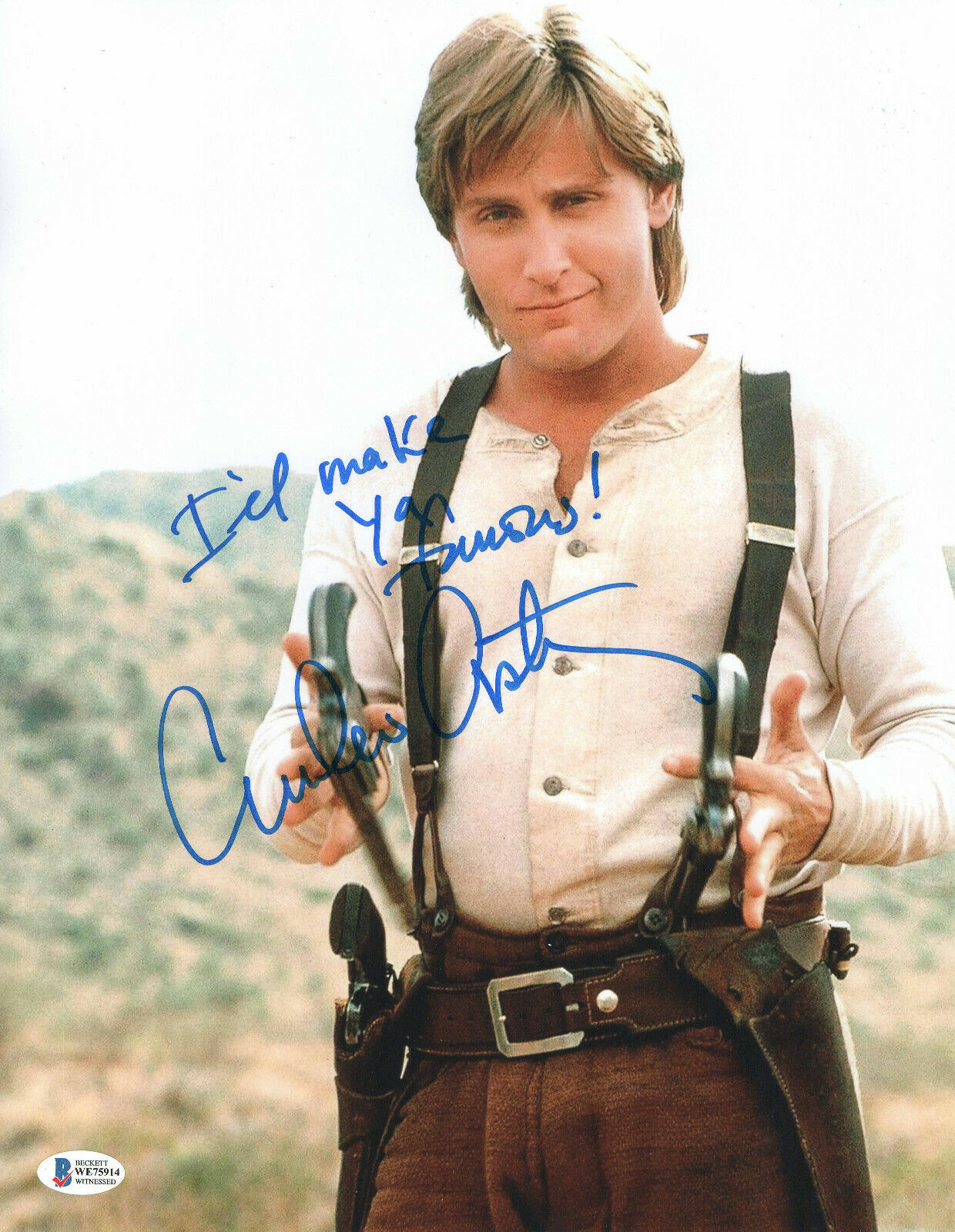 Emilio Estevez Young Guns Autograph Signed Billy The Kid 11x14 Beckett 3