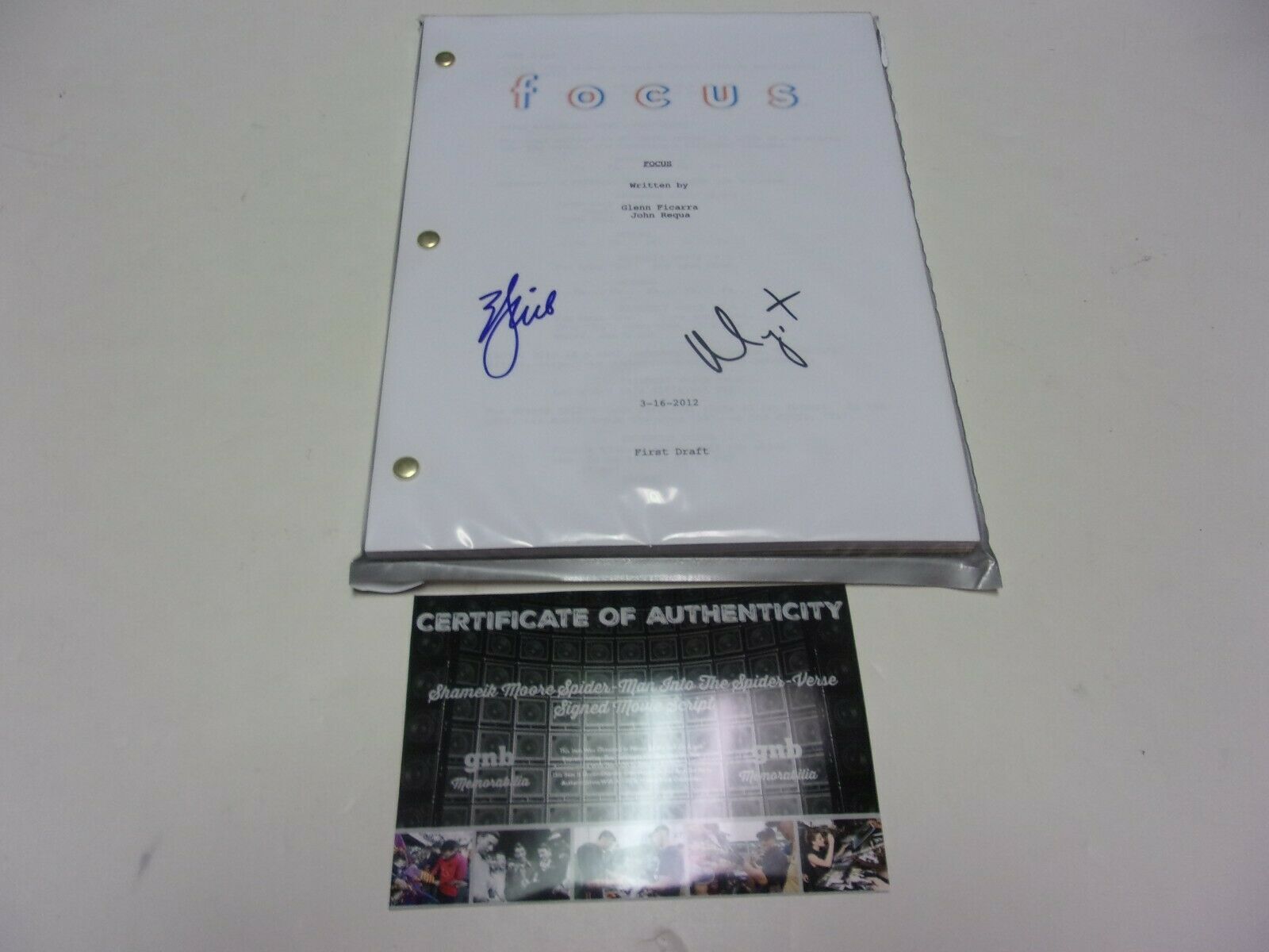 Will Smith Margot Robbie Focus W Coa Signed Full Movie Script