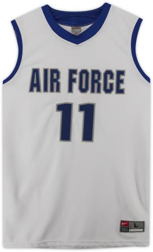 Air Force Falcons Team-Issued #11 White Jersey with Blue Collar from the Basketball Program - Size L