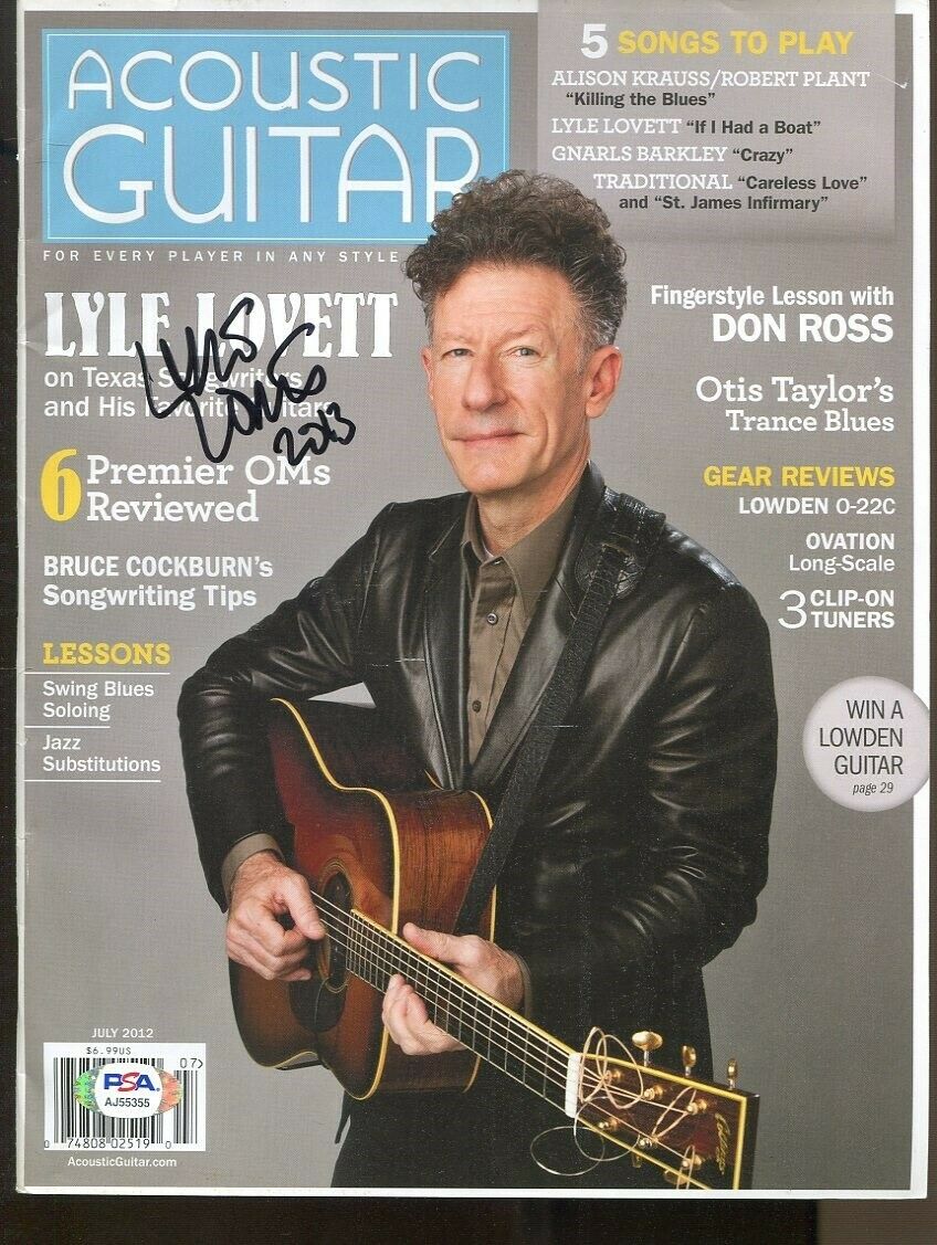 Lyle Lovett Signed Acoustoc Guitar Magazine July 2012 Autographed Psa Dna