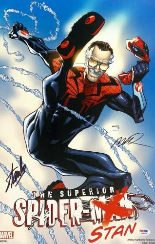 Stan Lee & Humberto Ramos Signed 13x19 Superior Spiderman Photo PSA W68274
