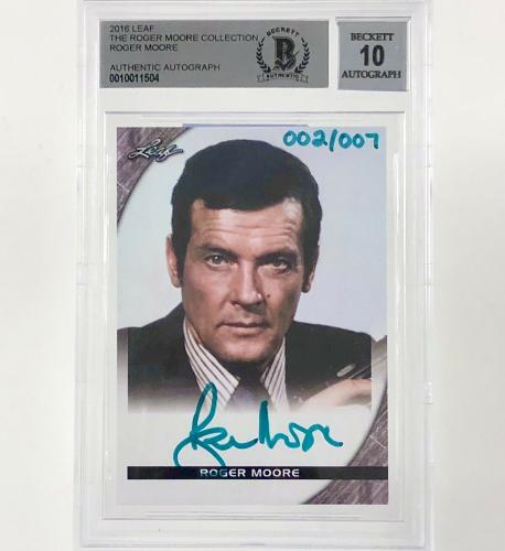 Leaf Roger Moore Collection autograph card /007 Green BGS 10 Auto ~ Beckett BAS