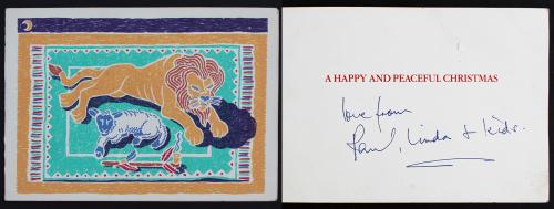 Paul McCartney Beatles Love From Linda + Kids Signed Card BAS #AA03802