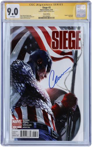 Chris Evans Captain America Autographed Siege #3 Variant Edition Cover Comic Book - CGC Graded 9