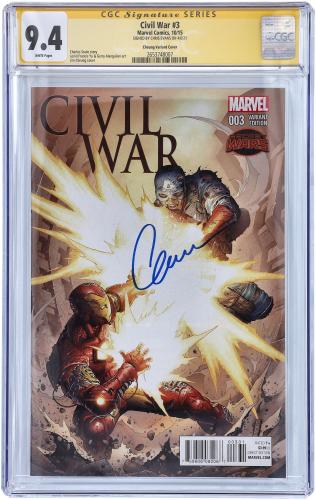 Chris Evans Captain America Autographed Civil War #3 Cheung Variant Cover Comic Book - CGC Graded 9.4
