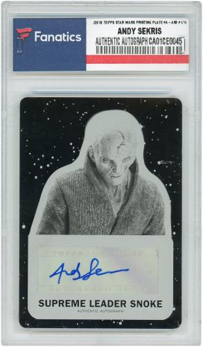 Andy Serkis Star Wars 2019 Topps Star Wars Journey to Episode 9 Black Printing Plate #A-AS8 Card - Limited Edition of 1