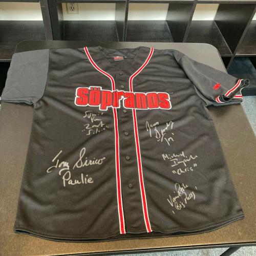 The Sopranos Cast Multi Signed Baseball Jersey With James Gandolfini Steiner COA