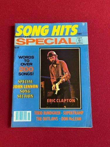 1981, Eric Clapton, "SONG HITS" Magazine (No Label) Scarce / Vintage
