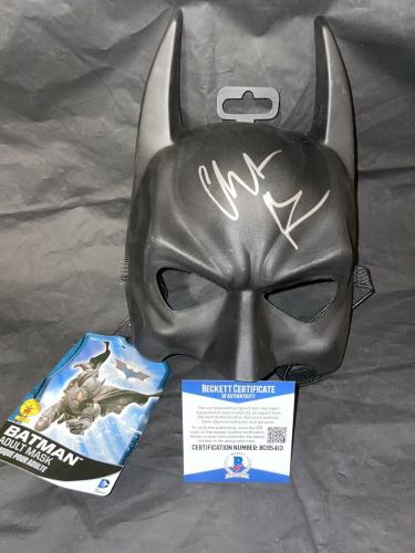 Christian Bale Signed Full Size Batman Mask Cowl The Dark Knight Beckett #7