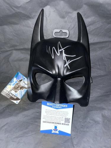 Christian Bale Signed Full Size Batman Mask Cowl The Dark Knight Beckett #10