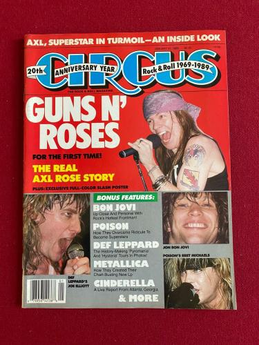 1989, AXL ROSE / GUNS N' ROSES , "CIRCUS" Magazine (No Label) Vintage / Scarce