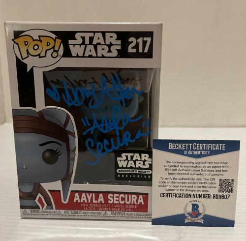 Amy Allen Signed Autographed Aayla Secura 217 Star Wars Funko Pop Beckett COA 1