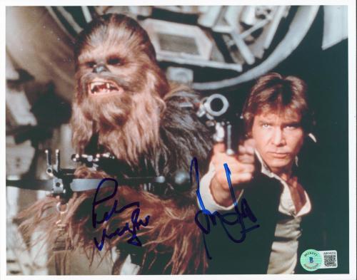 Authentic Signature Peter Mayhew Autographed Signed Han Solo and Chewbacca in Cantina 8x10 Photo 