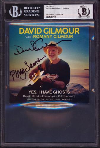 David Gilmour/Polly Samson Signed 5x5 Cd Cover Autographed BAS Slabbed