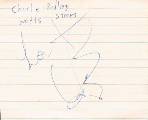 Charlie Watts Musician Rolling Stones Rock Band Music Signed Index Card JSA COA