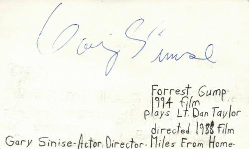 Gary Sinise Actor Director Forrest Gump TV Movie Signed Index Card JSA COA