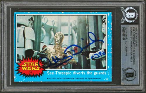 Anthony Daniels Star Wars "C-3PO" Signed 1977 Star Wars #34 Card BAS Slabbed