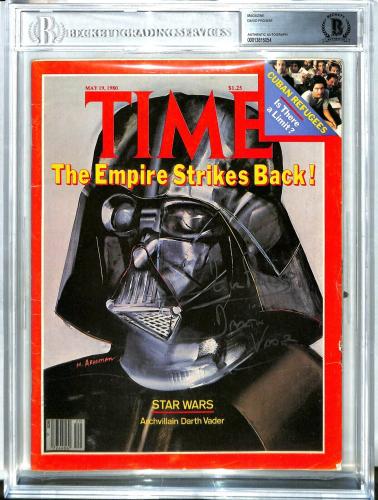 DAVE PROWSE Signed Auto Star Wars "Darth Vader" 1980 Time Magazine BAS SLABBED