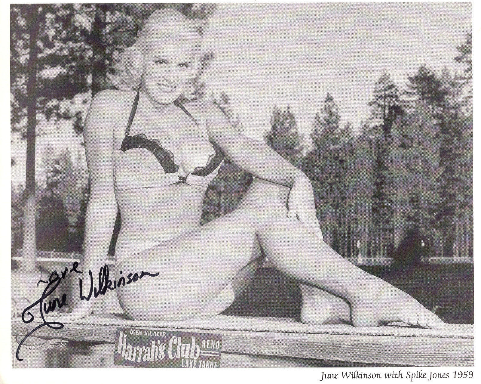 June wilkinson hand signed 8x10 photo+coa very sexy pose in the sand.