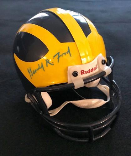Gerald Ford Signed Michigan Wolverines Mini Helmet President Autograph Jsa Loa