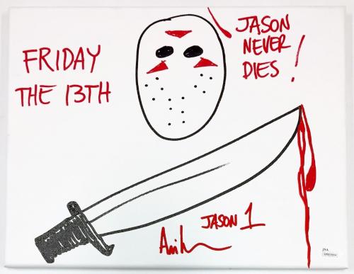 Ari Lehman Jason Friday the 13th Hand Drawn Sketch Signed 11x14 Canvas WP854994