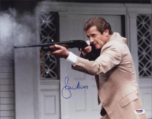 Roger Moore Signed James Bond 007 Photo 11x14 - Autographed PSA DNA 26