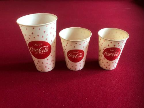 1960's, Coca-Cola, (Snowflake Logo),"Un-Used" Paper Cups - 3 (Scarce / Vintage)