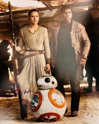 Daisy Ridley Signed Star Wars BB-8 and Finn 16x20 Photo - Rey PSA DNA COA