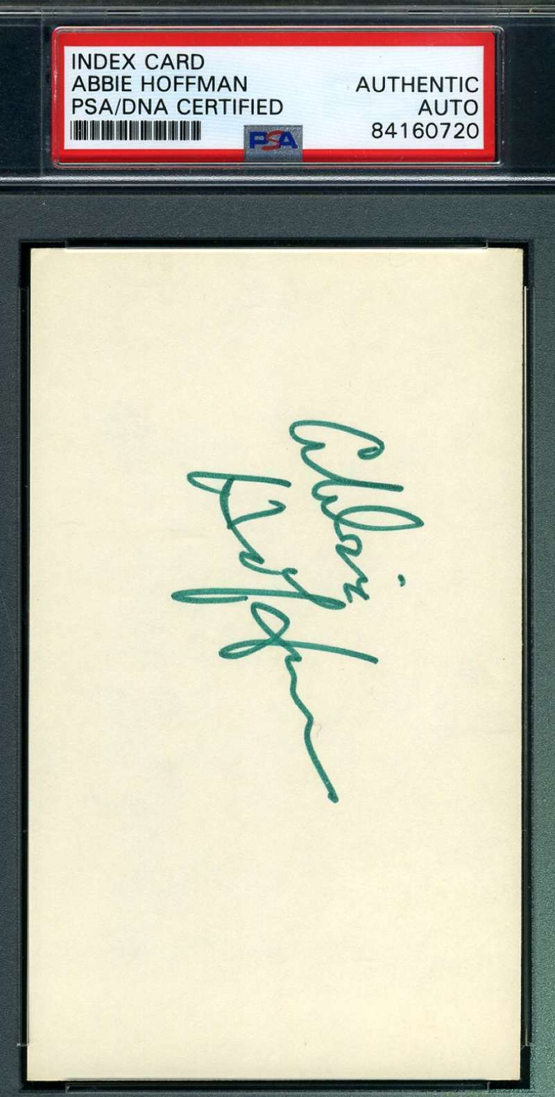 Abbie Hoffman Psa Dna Coa Hand Signed 3x5 Index Card Autograph