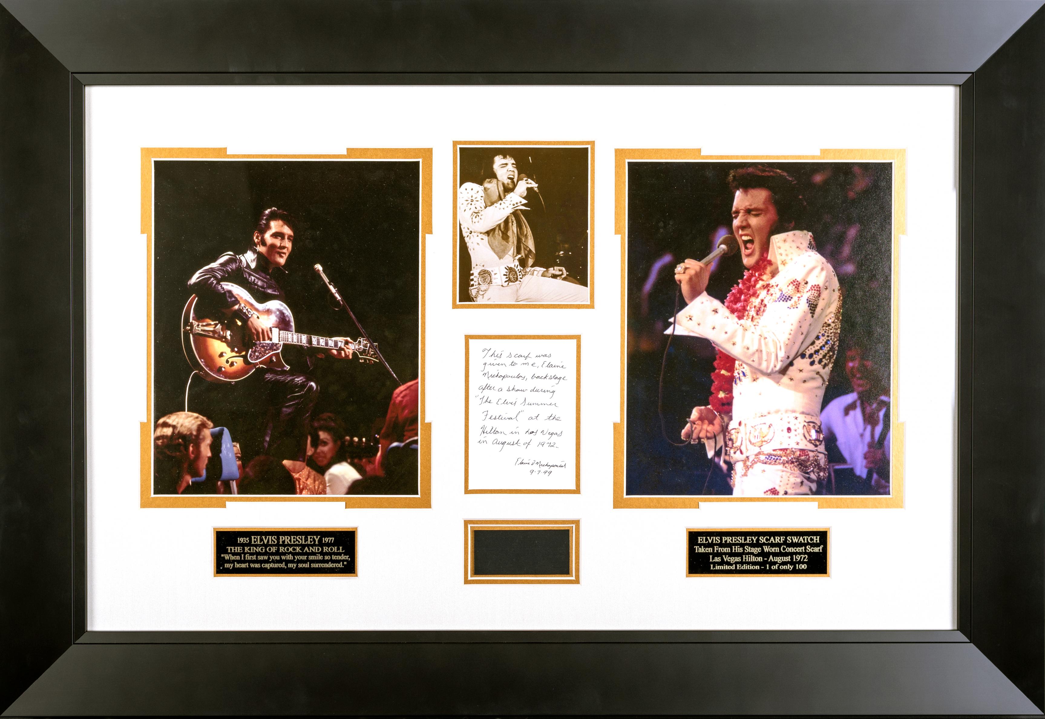 Elvis Presley 1972 Concert WORN Scarf Framed Display