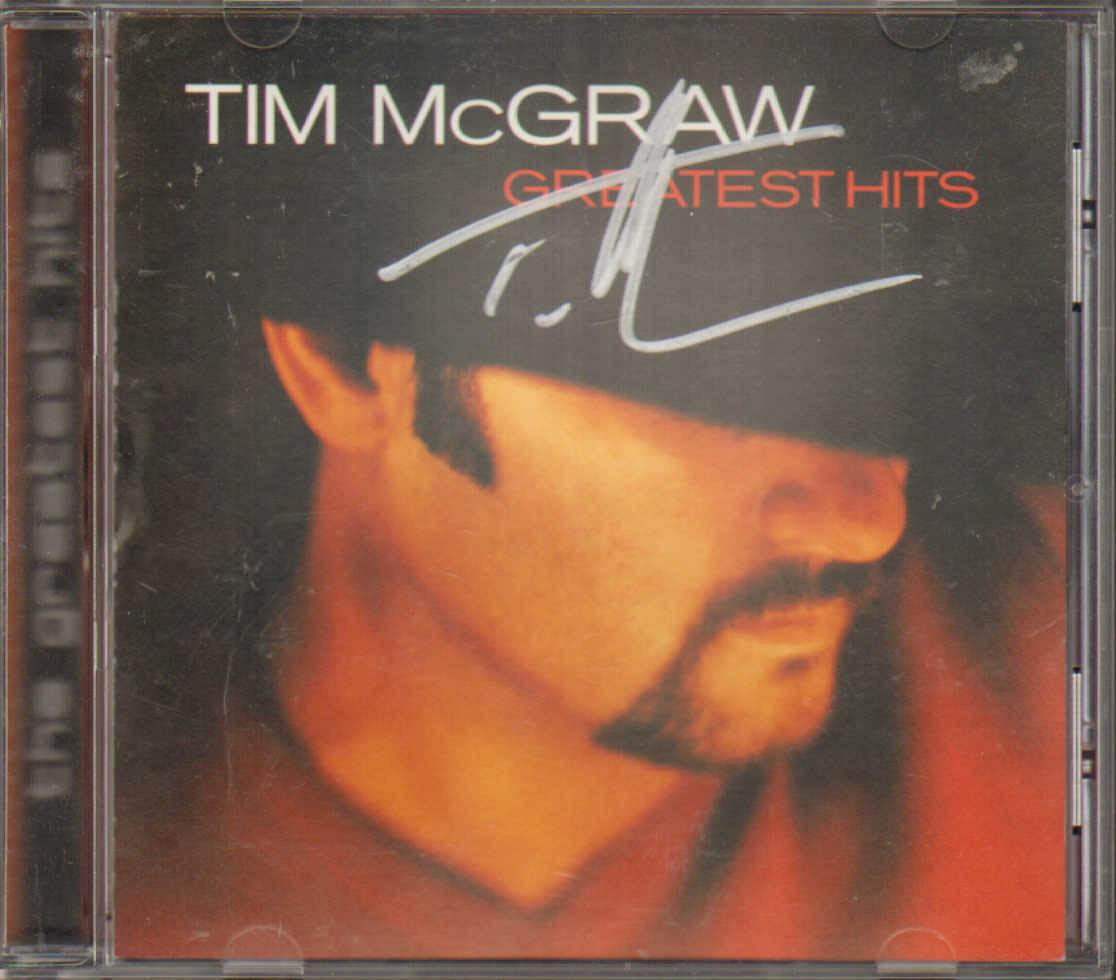 Tim McGraw Autographed Signed Greatest Hits Cd Cover AFTAL